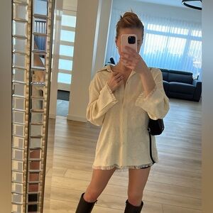 Zara oversized buttercream shirt